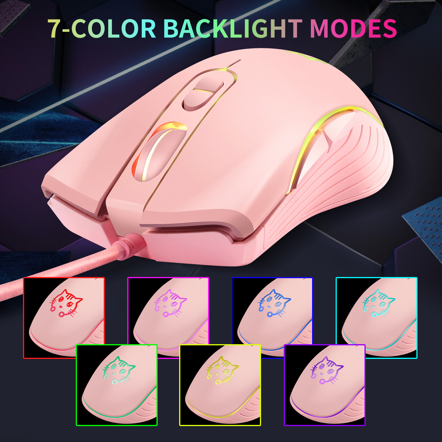 Computer Wired Mouse USB Optical Office Mause Pink 2400DPI RGB Gaming Mice 6D Ergonomic Laptop Mouse Backlight For Gamer
