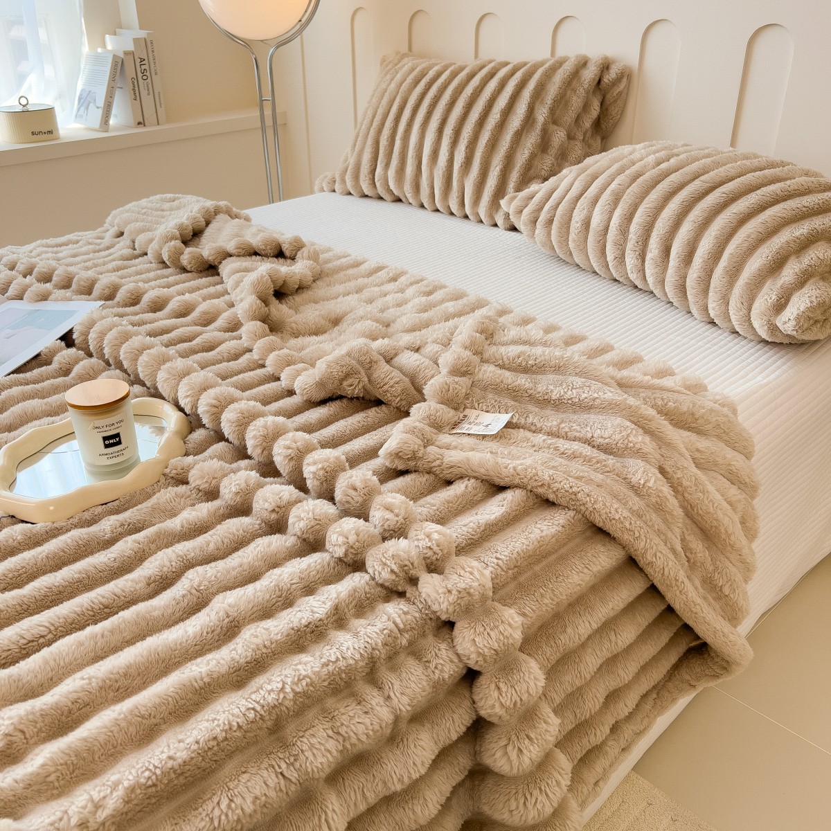 Einfarbig verdickte breit gestreifte Multifunktion decke, kann als Bettlaken decke, Nickerchen decke, Haustier decke verwendet werden: 100x140cm / Dark Khaki