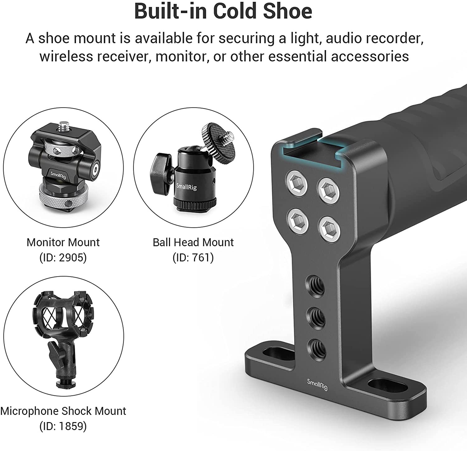 SmallRig per DSLR impugnatura superiore per fotocamera con attacco per slitta fredda Monitor per gabbia per videocamera videocamera stabilizzatore maniglia superiore (gomma) -1446
