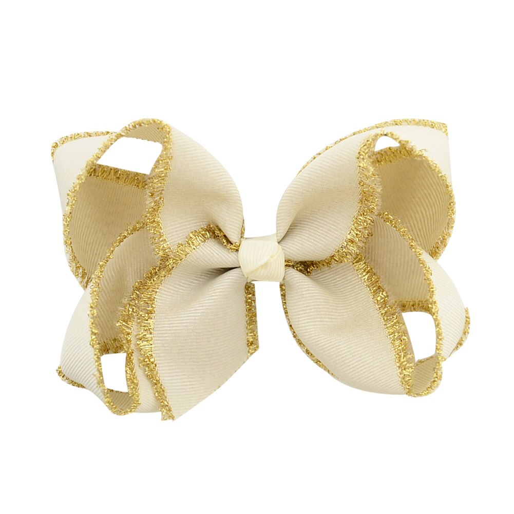 Lazos para el cabello para niñas, 1 pieza, 4 pulgadas, Boutique, dorado, cinta de lazo anudado sólido, accesorios hechos a mano con Clip de cocodrilo, 889: 21