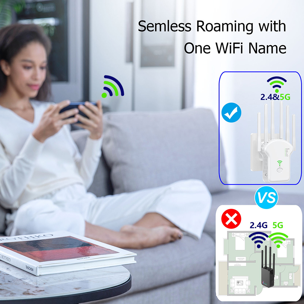 1200 Mb/s 5GHz wzmacniacz sygnału WiFi bezprzewodowe wzmacniacz sygnału WiFi dwuzakresowe 2.4G 5G wzmacniacz sygnału wi-fi 6 antena wzmacniacz sieci Router WPS