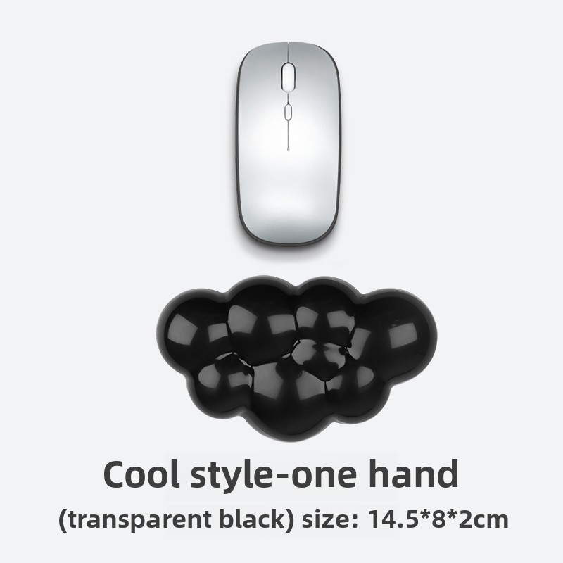 Mouse pad with wrist support keyboard support non-slip silicone transparent gradient cloud shape desktop office game mouse wrist: Pearl white