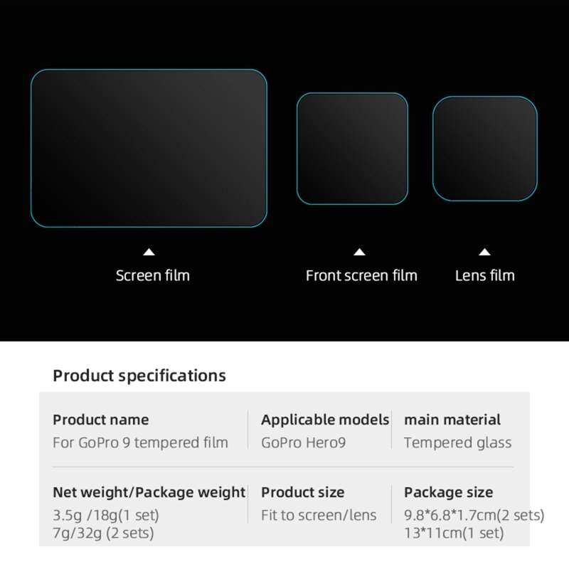Pellicola protettiva H-D proteggi schermo in vetro temperato per gopro- Hero 9 Camera