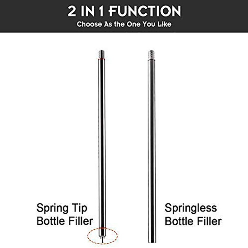 Stainless Steel Spring Loaded 14 inch Length Bottle Filler Wand Kit for Home Brew - Beer, Wine, Kombucha with Filler Brush Using