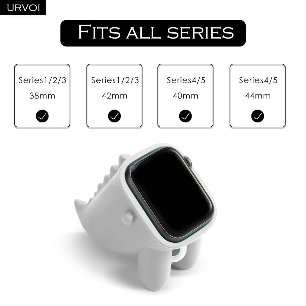 Urvoi stander til apple watch holder serie 6/5/4/3/2/1 watchos natbord keeper silikone hjemmeopladning dinosaur dock til iwatch
