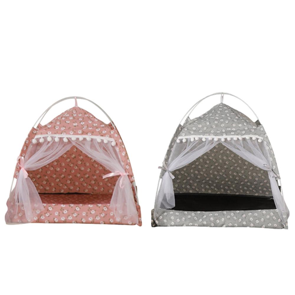 Cat Nest Semi-Enclosed Cat Tent, Pet Hut Shelter With Screen Door, Summer Cat Nest, Cat House Tent, Portable Teepee