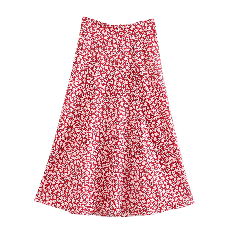 Nederdele kvinder vintage blomsterprint kvinder sommer nederdel side slids høj talje a line midi nederdel chiffon kvinde nederdele tøj