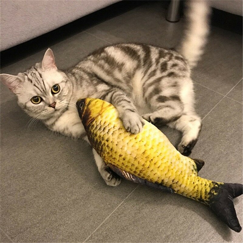 20/30/40 cm Simulation Fish Plush Toys Cat Wagging Fish Soft Realistic Red carp Saury Catfish Toy For Pet Funny Chewing