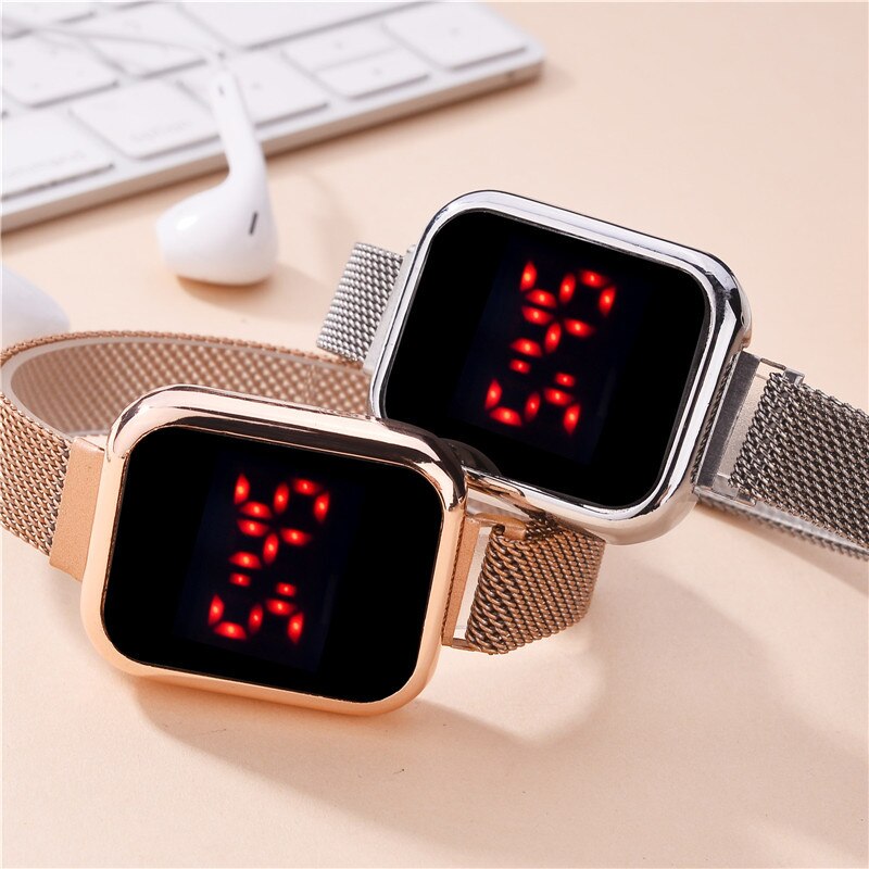 Women Magnet Watchband Wristwatch Touch Screen LED Digital Sports Watch Women Electronic Watches