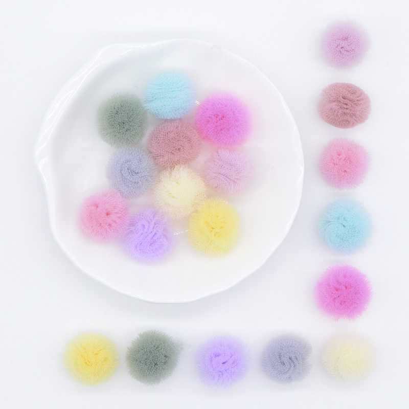 50 stuks/partij 15mm veelkleurige elastische mesh chiffon bal voor handgemaakte kinderhoofddeksels accessoires diy babykleding hoed decoratie  c25