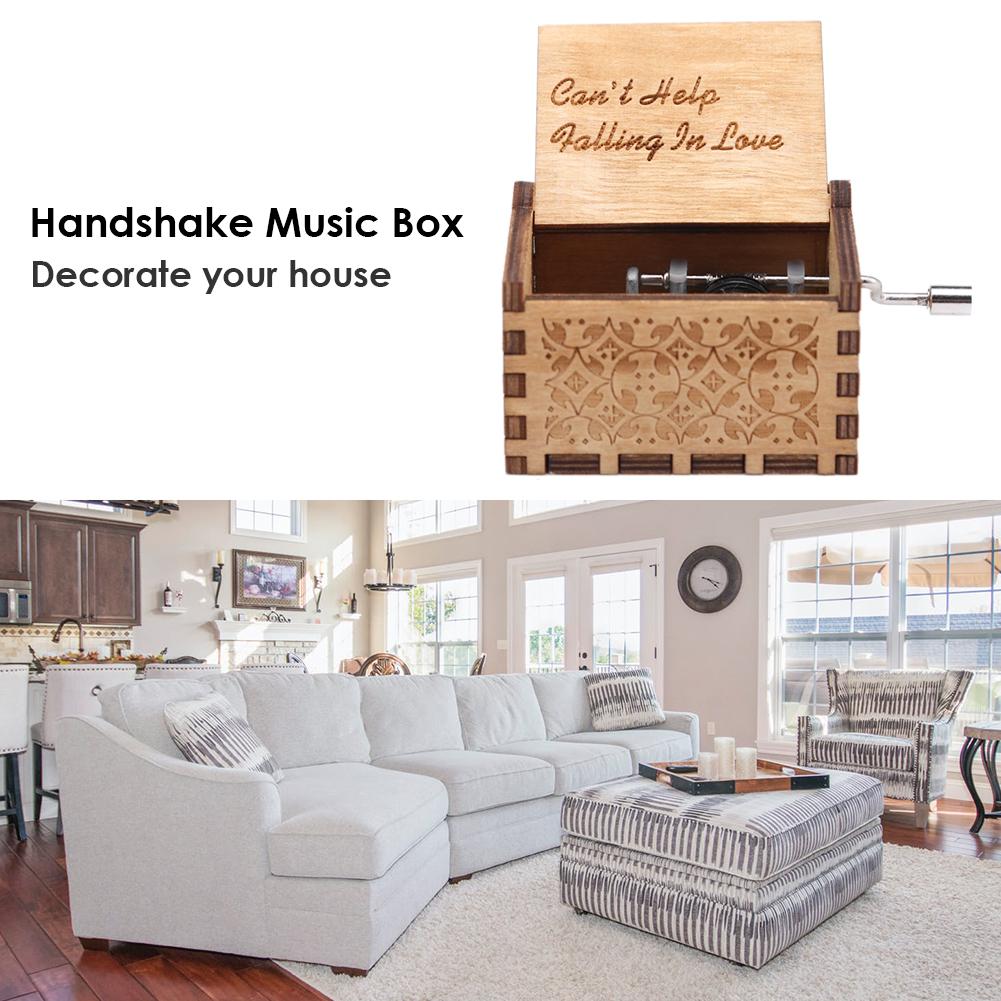 Handmade Wooden Carving Music Box Romantic Theme Birthday Party Decoration Hand Cranks Music Box Commemorative