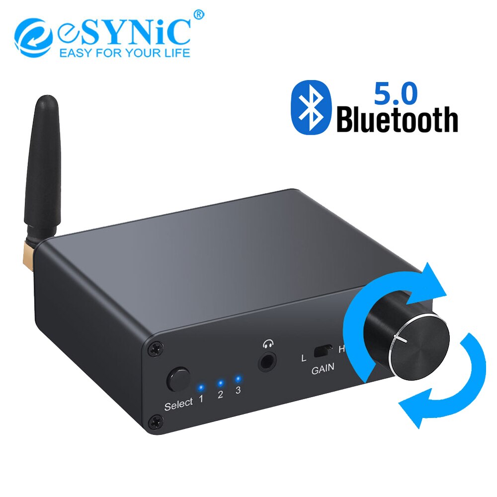 eSYNiC 192k Bluetooth-compatible DAC Converter Digital To Analog Converter 3.5mm Audio Adapter With Headphone Amp Support APT-X