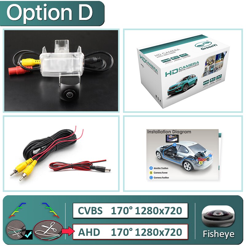 Greenyi 170 grader ahd 1920*1080p fordonskamera för toyota corolla yaris vios verso camry bil backkamera backkamera: D-cvbs 720p- ahd 720p