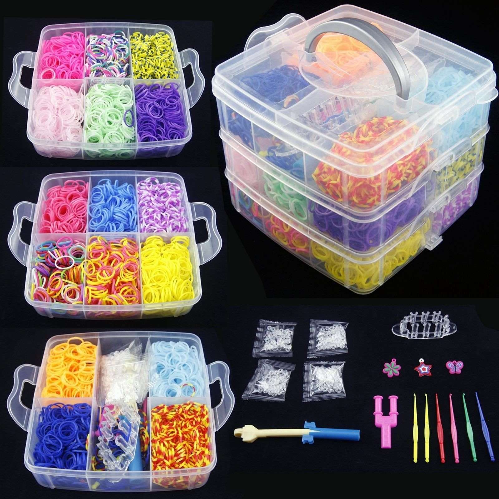 Rubber Loom Bands, 4500 Rubber Loom Bands Set To Make Colorful Loom Bracelets Kit Knitting DIY Knitting Crafts
