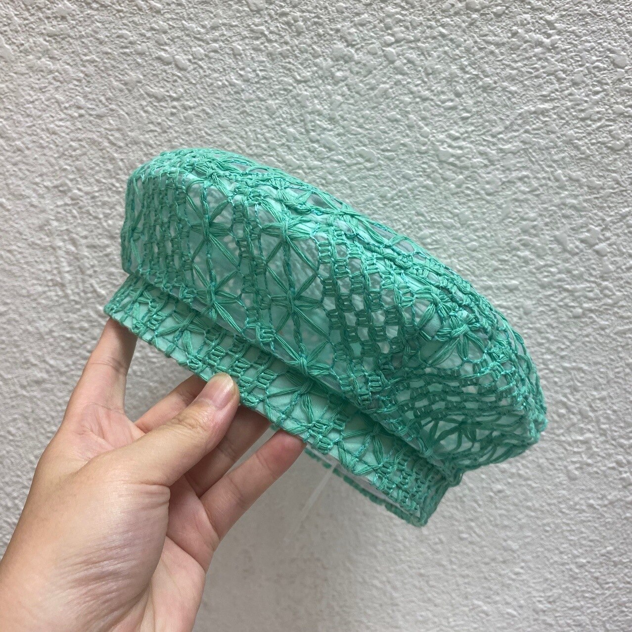 Béret en tricot de couleur unie pour femmes, chapeau pour dames, béret d&#39;artiste français, chapeaux de printemps décontracté et fin en coton pour femmes, bonnet d&#39;été: green