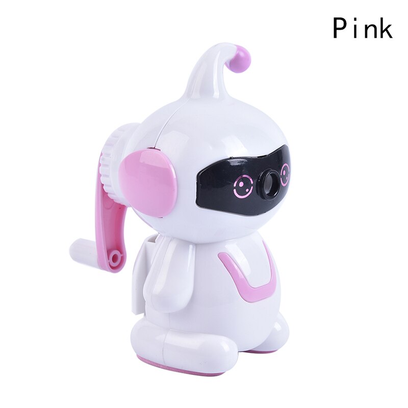 1pc Cute Cartoon Hand-cranked pencil sharpener Chic Student Stationery Robot Style Pencil Sharpener: PK