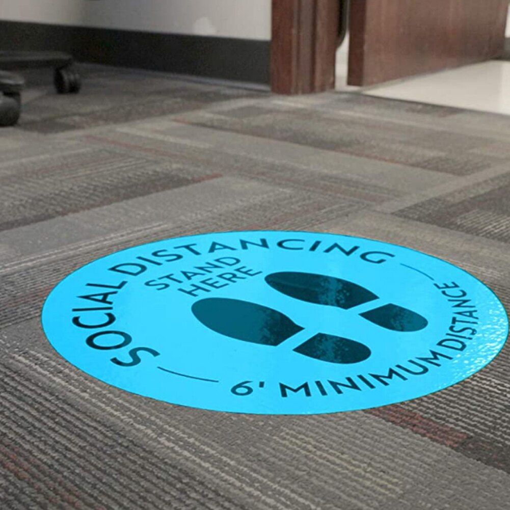 5x Safety Distancing Signs Floor Sticker Convenience Supermarket Elevator Warning Isolation Distance Marker Ground Decal