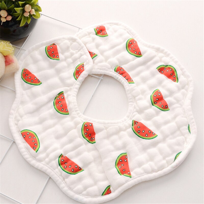 Children Bibs 360 Rotating Petal Bib Eight-Layer Muslin Cotton Infant Saliva Bibs Feeding Care Rice Pocket Cute Baby Bibs