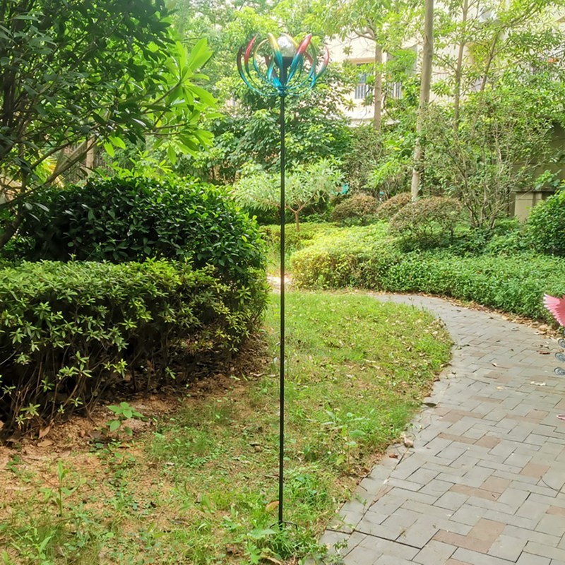 For Outdoor Park Courtyard Garden Grass Lawn Plug-in LED Light Solar Windmill Lawn Garden Decoration Wind Turntable E