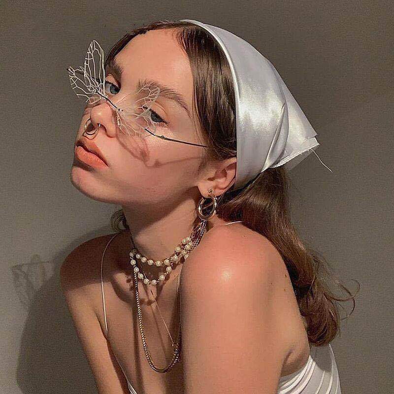 Gafas de sol sin montura para hombre y mujer, lentes transparentes de estilo Retro, con gradiente, a la