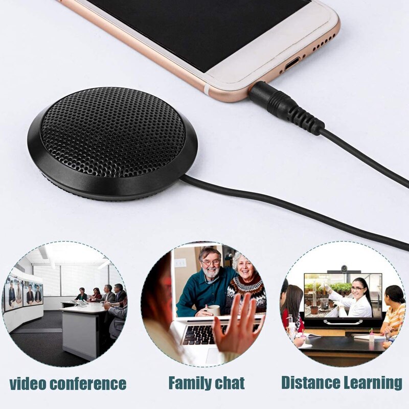 Konferenz Mikrofon 3,5mm Kugelcharakteristik-kondensatormikrofon Stereo Mic Oberfläche Montiert für Telekonferenzen Laptop Computer Schreibtisch