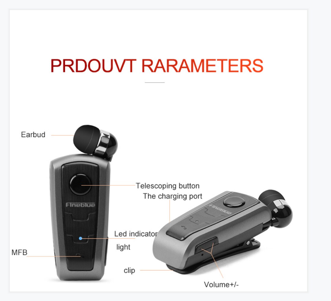 100% Original Fineblue F910 Wireless Bluetooth V4.0 Headset In-Ear Vibrating Alert Wear Clip Hands Free Earphone For Smartphones