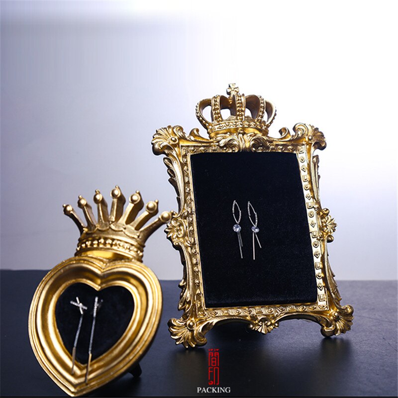 Palace royal style jewelry display stand, gold crown photo frame, earring storage rack, jewelry photography props