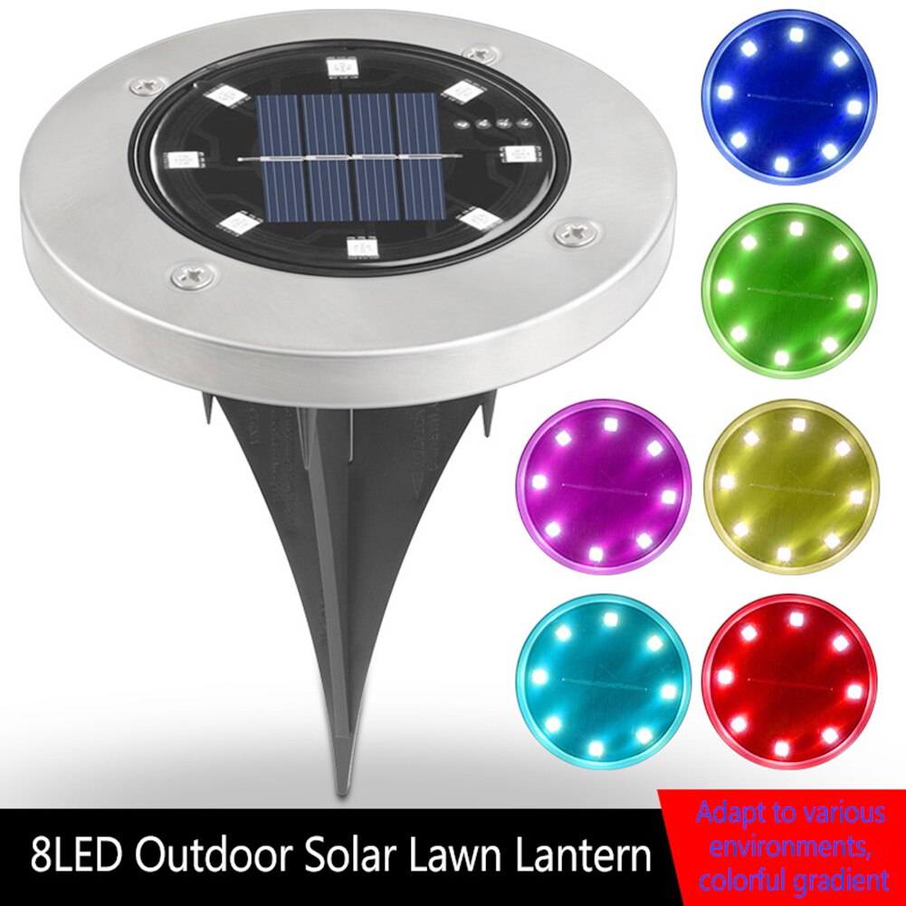 8 Led Solar Ondergrondse Licht Outdoor Decoratieve Gradiënt Verlichting Vloer Lampen Voor Yard Dek Vloer Decoratie
