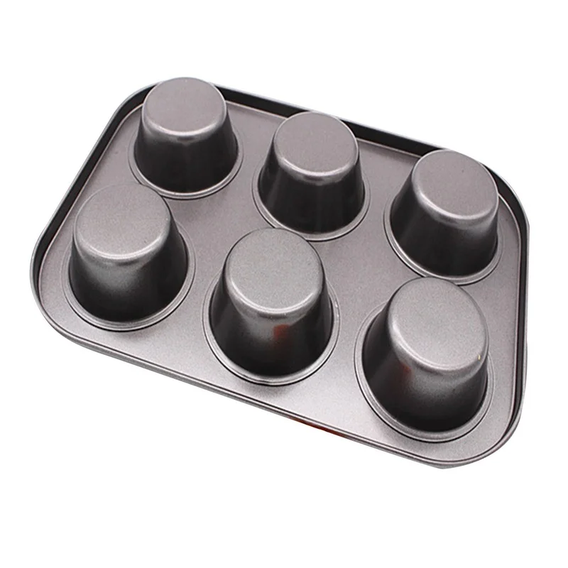 6 koppar fyrkantig muffinsplåt muffinsplåt muffinsplåt muffinsplåt kolstål bakplåt non-stick bakform muffinsform