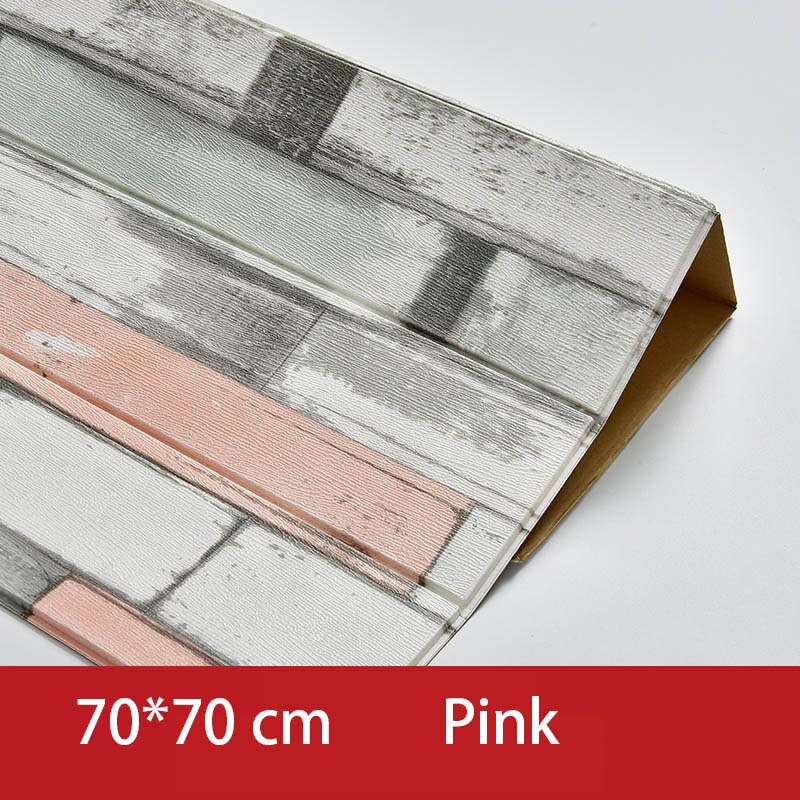 3D Wooden Wall Sticker Living Room Home Decor PE Foam Waterproof Wall Covering Wallpaper For TV Background Kids Room Stickers: Pink wood grain