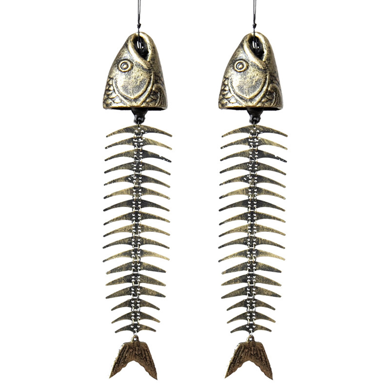 Fishbones Wind Chimes Classic Retro Fish Bone Wind Chimes Ornaments Metal Wind Chimes Garden Living Room Balcony Decor EJ: Type A fish Shut Up 