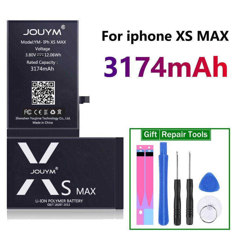 JOUYM oryginalna Bateria telefonu dla iPhone 6 6S 7 8 5S 5 SE 6 plus wymiana jakości Bateria dla iPhone6 iPhone7 z zestawem narzędzi: for iPhone XS MAX