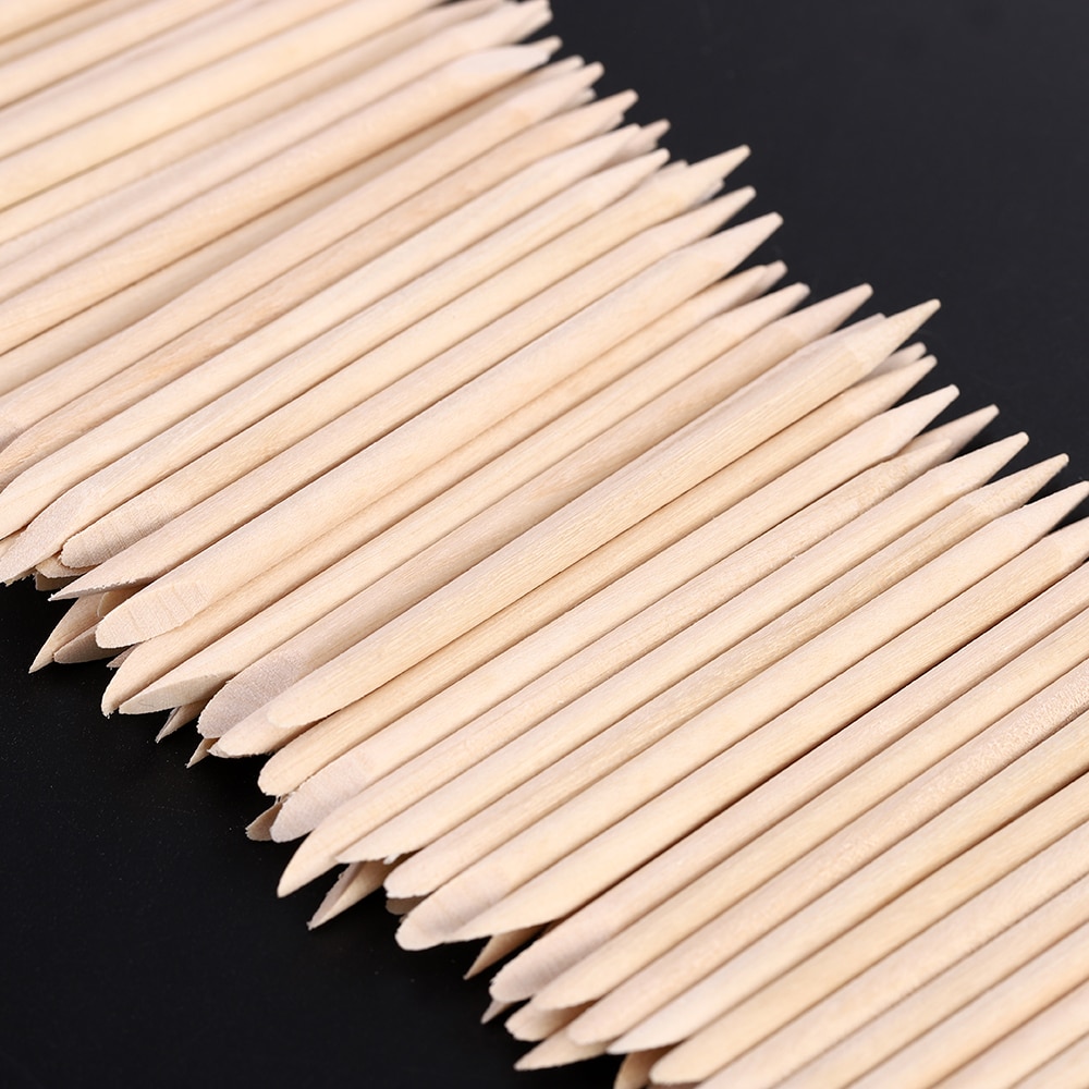 Wood Stick Double End Nail Art Cuticle Pusher Remover Pedicure Point Dotting Women Nail Art Tool Set