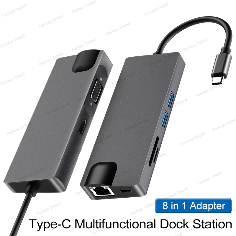 HW-TC12 8in1 Typ-C Docking Bahnhof acht in einem typ C zu HDMI / VGA Hub Docking Bahnhof multifunktions Hub usbhub