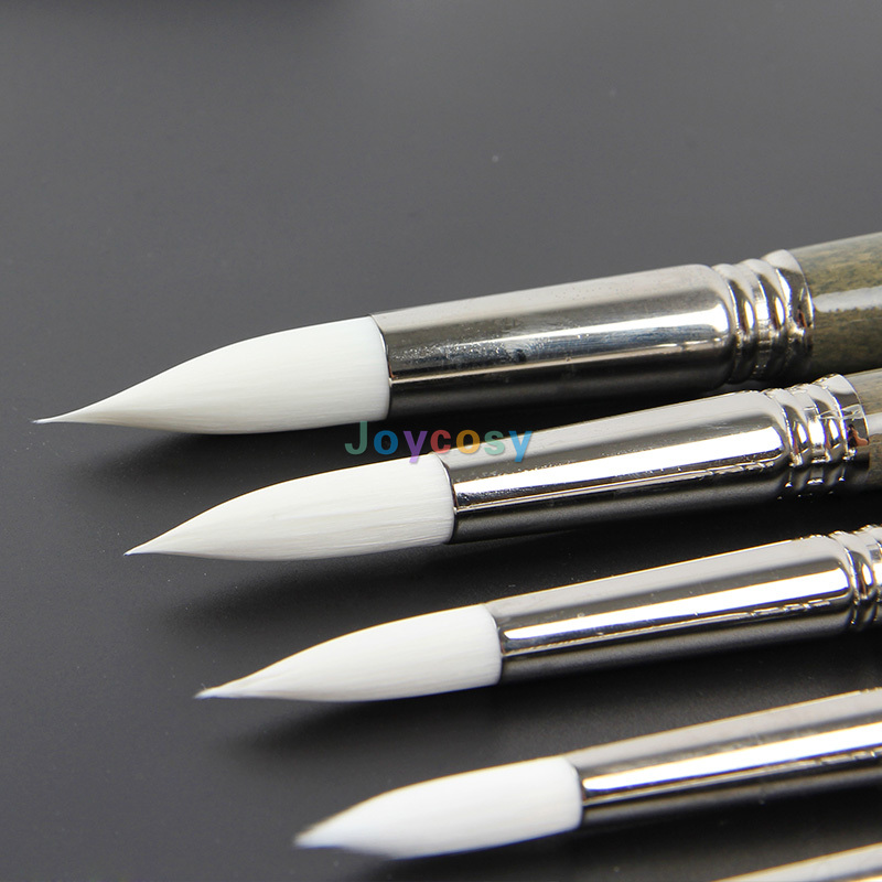 Perla Series 1430 Escoda Pointed Toray Round - Short Handle - Artist Paint Brush, Synthetic White Filament, Watercolor &amp; Acrylic