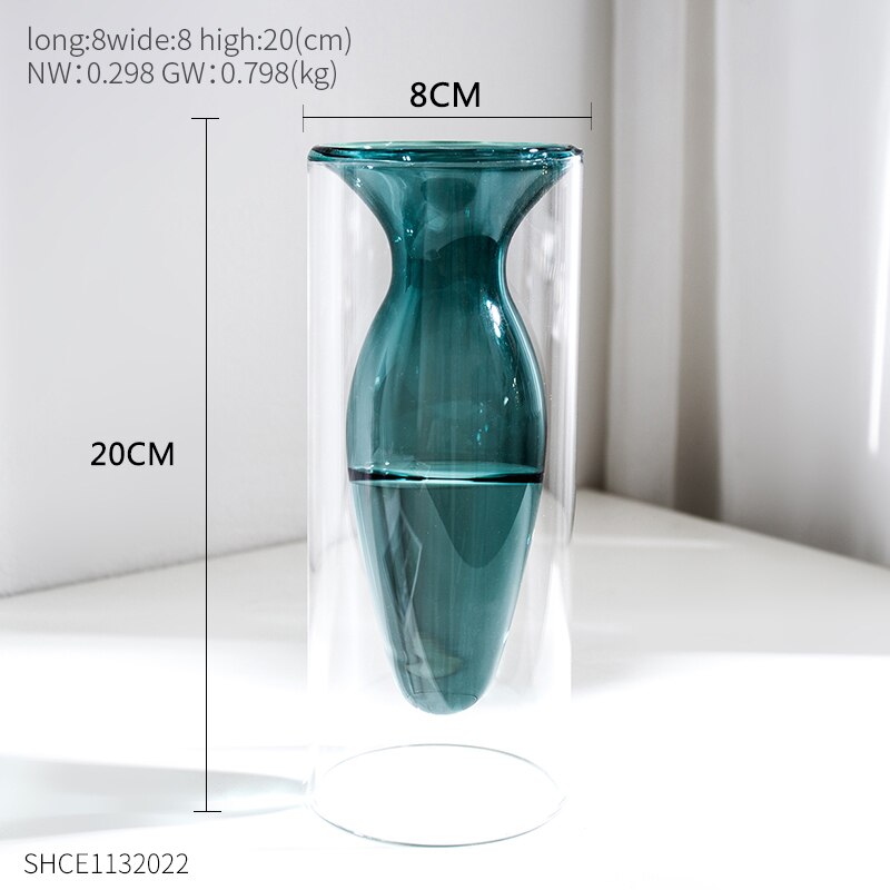 Nordisk stil färgglada glas transparent vas blomsterarrangemang hydroponisk vattenbruk flaska hem vardagsrum bord dekoration: Shce 1132022