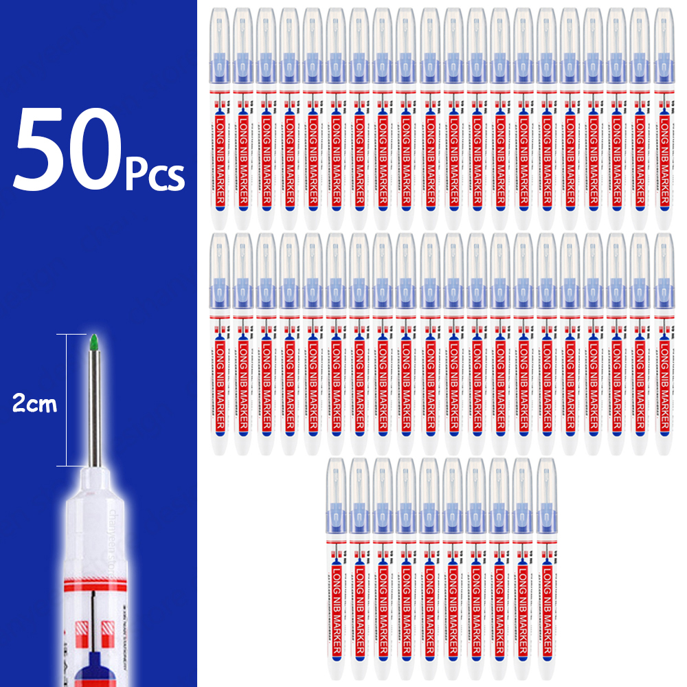 Rotuladores de cabeza larga impermeables de 2cm, rotulador de Agujero profundo para herramientas de carpintería de carpintero de Metal, Blanco/rojo/negro/azul/verde, 5-100 Uds.: Marfíl