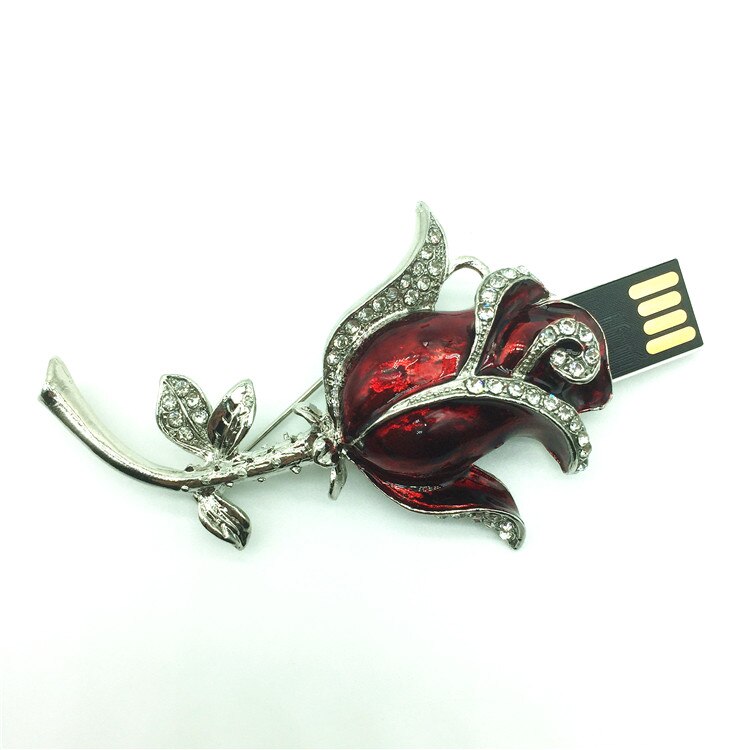 Dames 16 gb usb flash drive kristal bloemen Geheugen opslag diamant rose broche usb flash drive 8 gb pen drive USB Flash