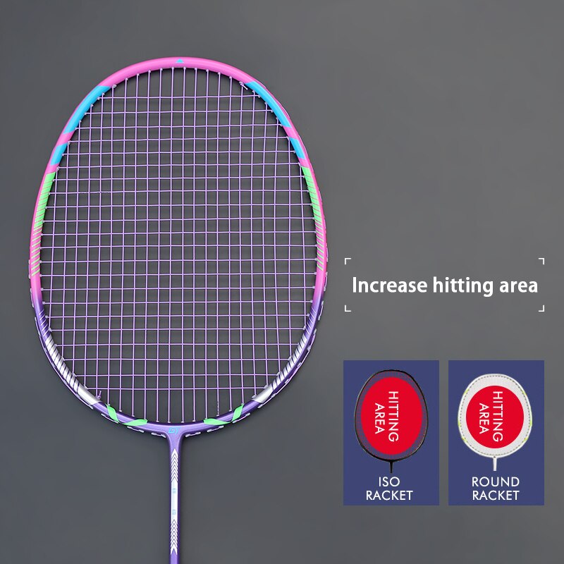 Profissional de fibra carbono raquete badminton peso leve 4u 84g g5 tensão máxima 30lbs raquetes amarrados com sacos esportes raquete