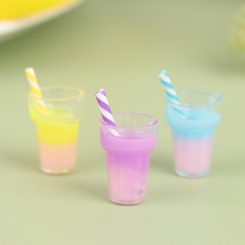 10Pcs 1:12 Poppenhuis Mini Drinken Beker Melk Thee Sap Drink Cup Pop Keuken Speelgoed