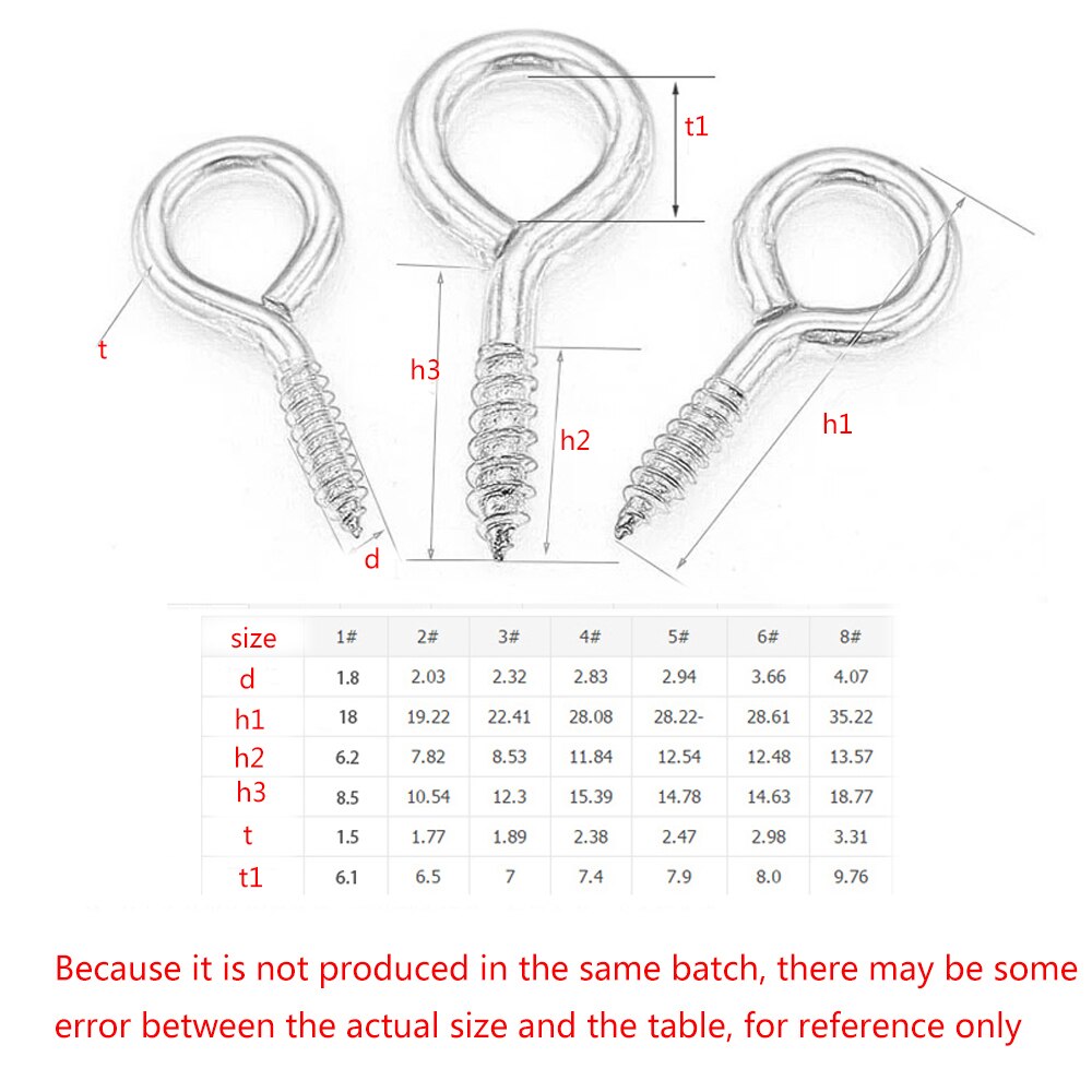 100 Pcs Galvanized Eye Screw Circle Self-Tapping Screw Hook Ring Lamp Hook With Ring Screw With Ring DIY Rope Accessories