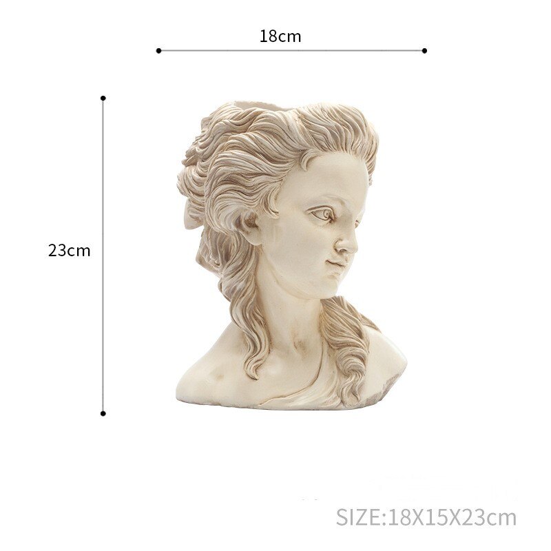 Maceta con cabeza de maceta para plantas suculentas, maceta de diosa griega para bonsái, macetas de jardín, artesanías de mano, decoración de escritorio para el hogar: A