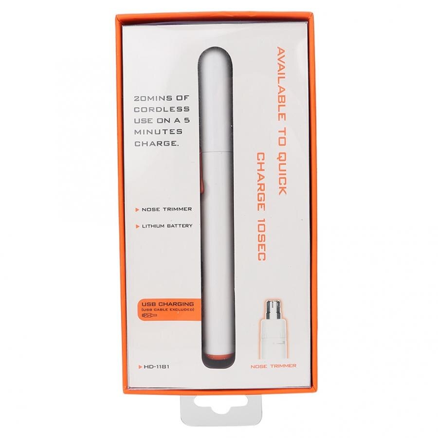 Nose Hair Clipper Pen-Type USB Chargeable Eyebrow Nose Hair Trimmer Shaver Cutting Tool Hair Trimmer: White