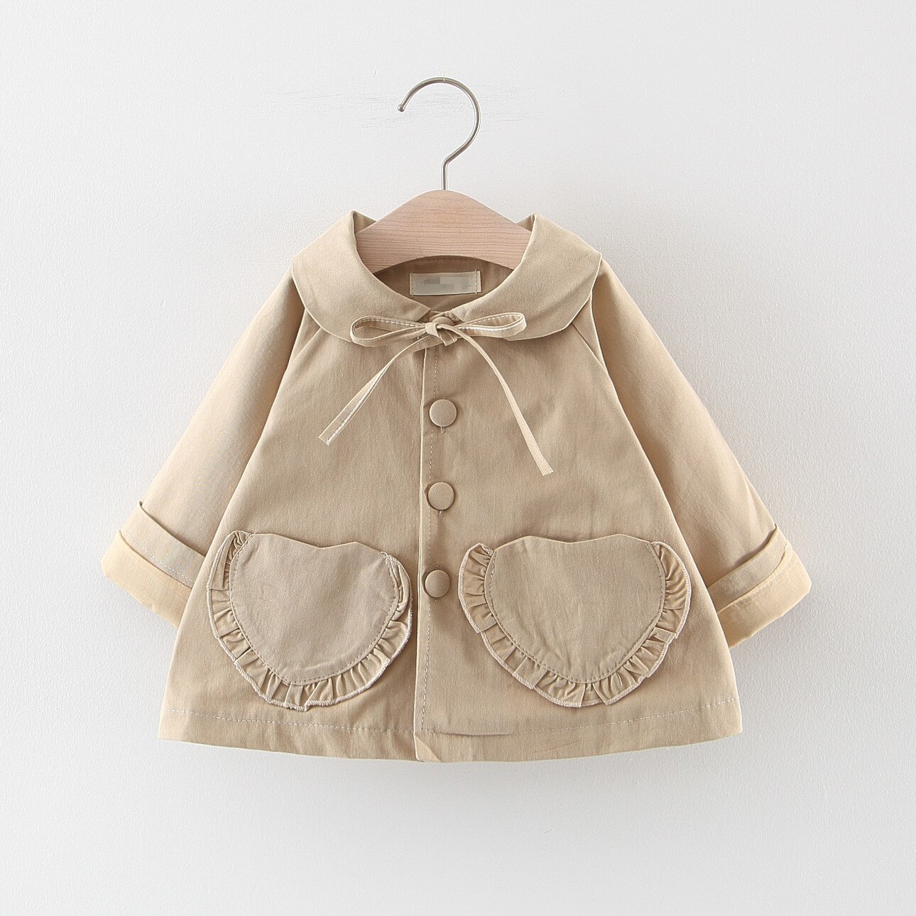 Roze Uitloper Baby Meisjes Fall Jas Met Kant & Bow Zoete 0-4Years Peuter Nest Meisje Winter Katoenen Zachte Jas leuke: 8412-khaki / 4T