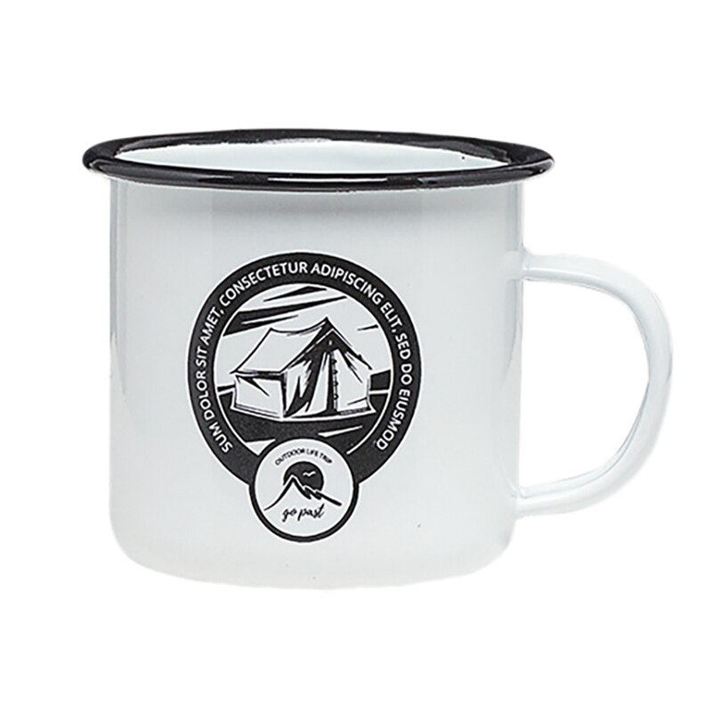 Juego de tazas de Camping esmaltadas para parejas, tazas de agua, café, té, para viajar, acampar, mochilero y senderismo: Negro