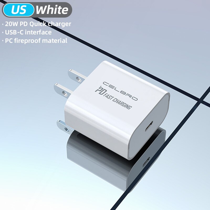 18W 20W PD USB Type C Quick Charger Adapter Charging For IPhone 12 Mini Pro 11 XR X 8 Max Fast Charge EU US Travel PD Port: 20W US plug