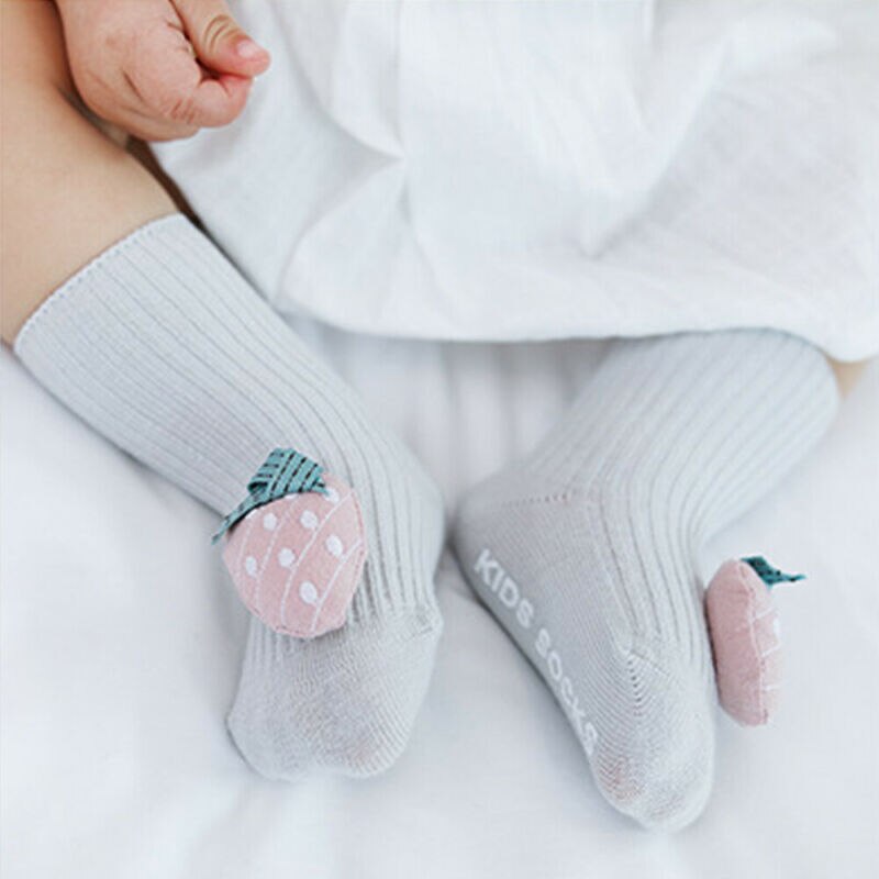 Bambino appena nato Ragazze 3D Frutta Bowknot Antiscivolo Boot Calzini e Calzettoni Del Pavimento Del Bambino Calzini e Calzettoni
