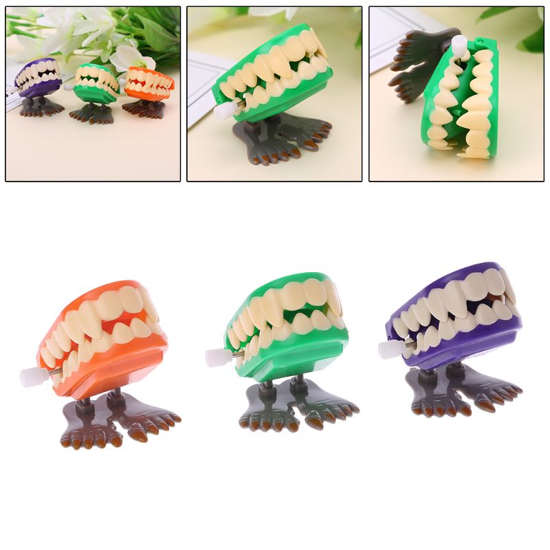 Clockwork Jumping Denture Educational Mechanical Toys Halloween Prank Decoration