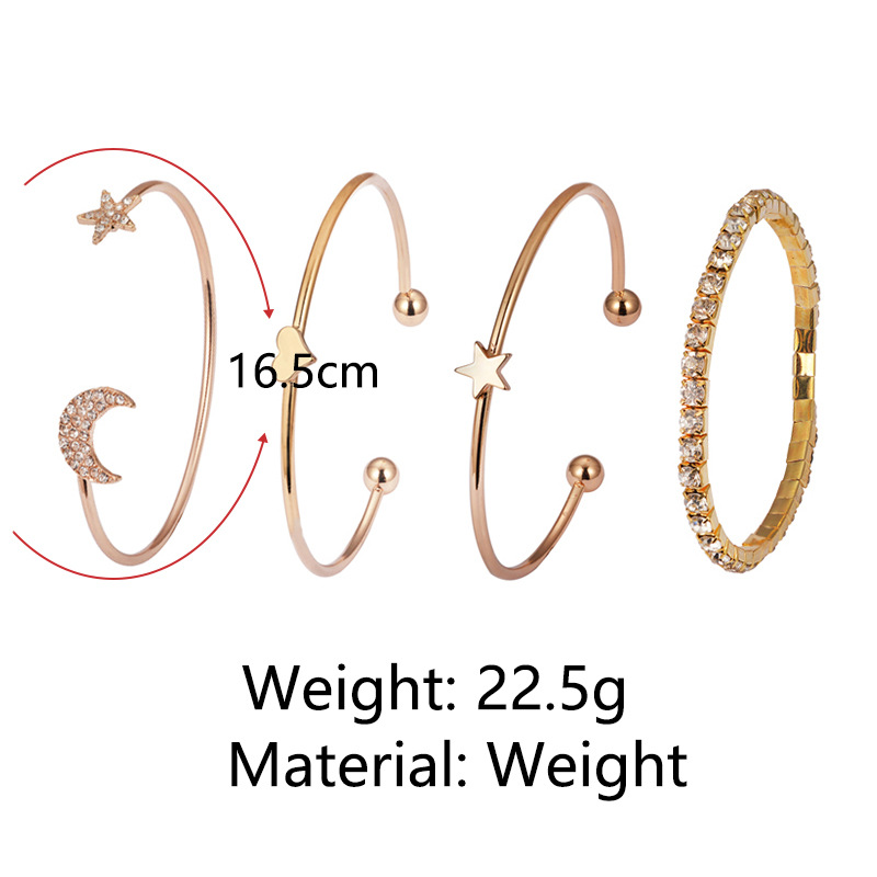 Peixin modèles européens et américains 4 pièces/ensemble étoile lune Bracelet amour Bracelet bijoux de fête