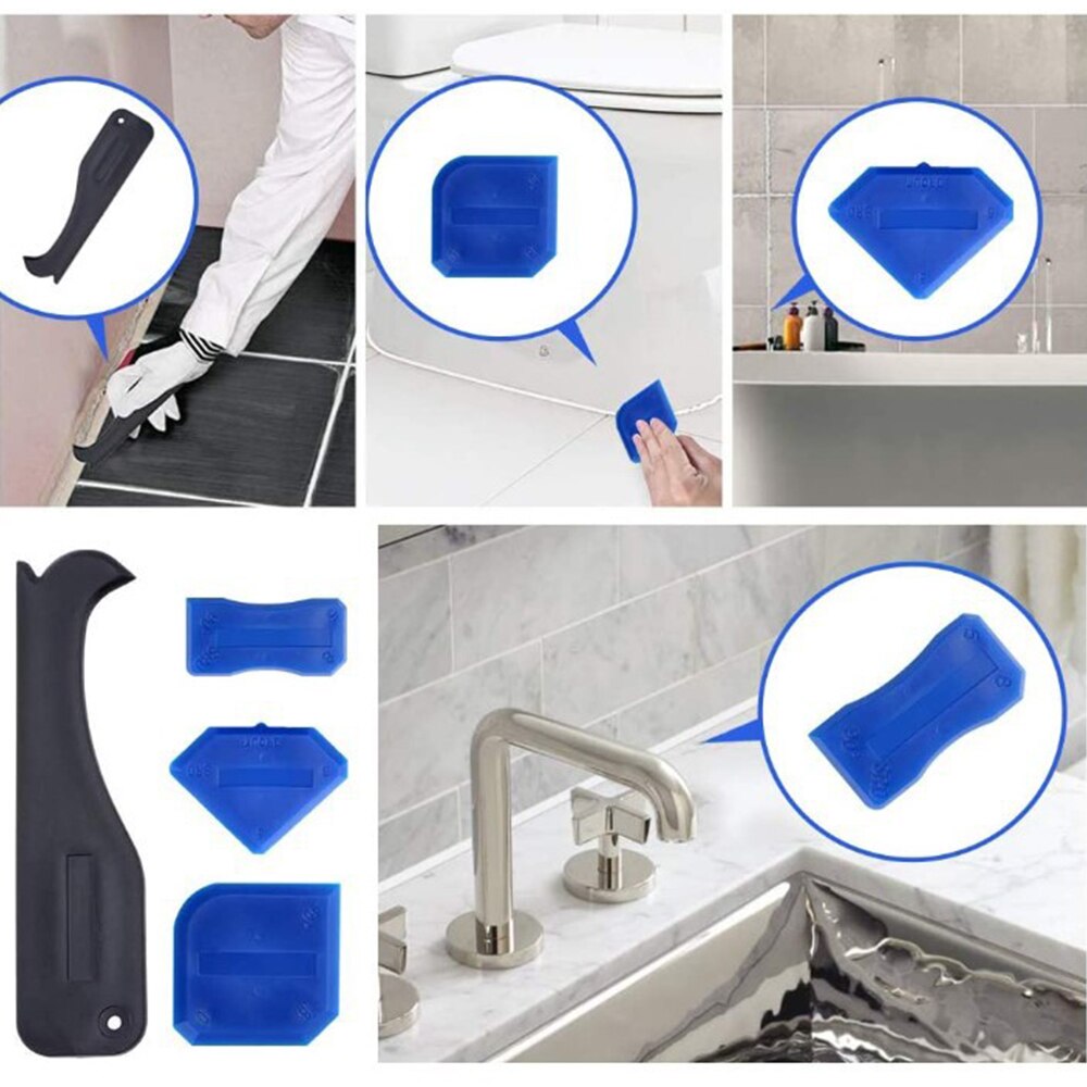 6pcs Scraper Caulk Remover Scraper and Sealing Tape Silicone Sealant Caulking Tool Kit